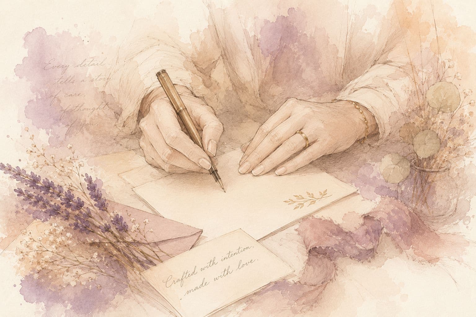 A handwritten founder's note - every detail tells a story of care